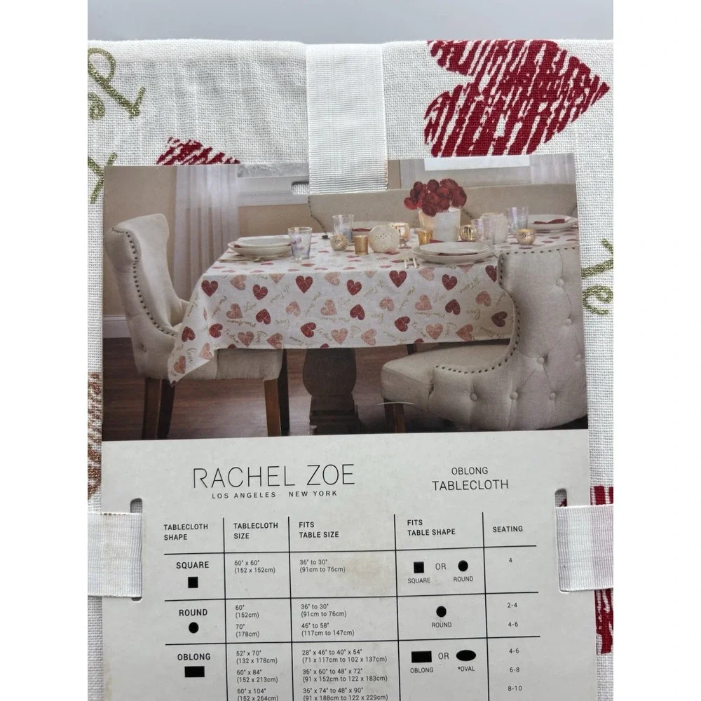 Valentines Day Rachel‎ Zoe Tablecloth Hearts Je Taime Oblong 60